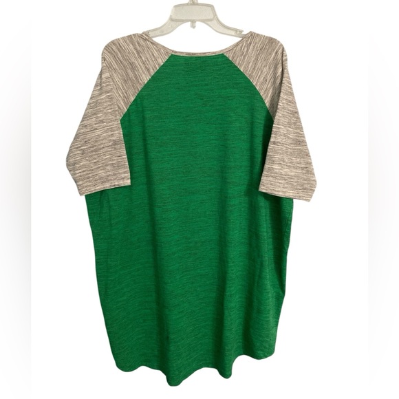 LuLaRoe Randy T-shirt Tunic Emerald Green and Heather Gray Tee Size L - Picture 3 of 4